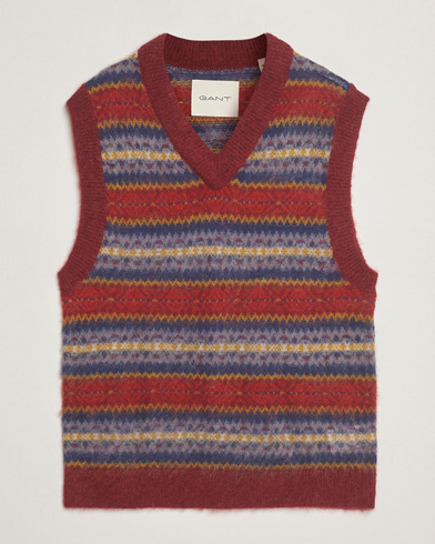 Gant Brushed Fair Isle Vest Plumped Red – Rood