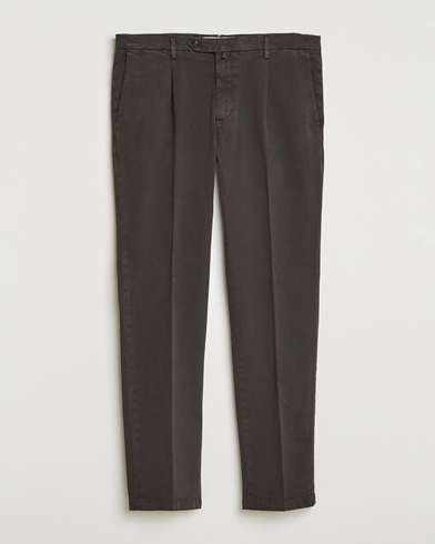 Briglia 1949 Easy Fit Pleated Cotton Stretch Chino Dark Brown - Maat: 54 - Kleur: Bruin