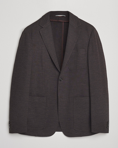 Canali Wool Houndstooth Jersey Blazer Dark Brown – Bruin