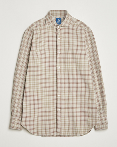 Heren | Finamore Napoli | Finamore Napoli Gaeta Flannel Sport Shirt Beige Check