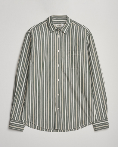 Forét Maple Poplin Shirt Dark Green Stripe – Groen