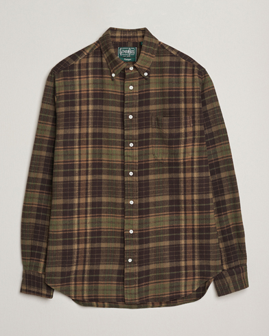 Heren | Gitman Vintage | Gitman Vintage Brushed Winter Madras Button Down Shirt Brown/Olive