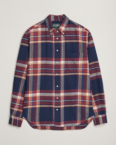 Heren | Gitman Vintage | Gitman Vintage Brushed Winter Madras Button Down Shirt Rose/Navy