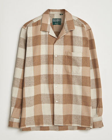 Heren | Gitman Vintage | Gitman Vintage Brushed Waffle Camp Shirt Brown Check