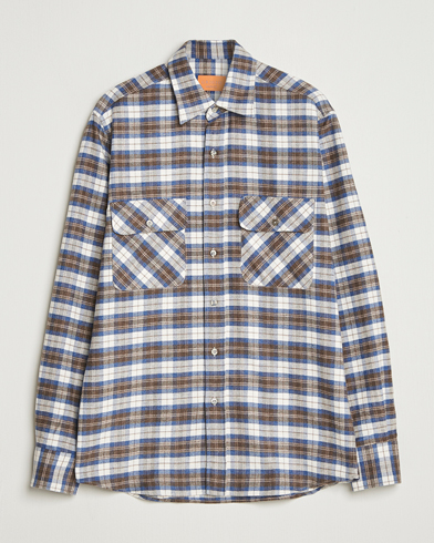 Grigio Heavy Flannel Overshirt Blue/Beige Check – Blauw