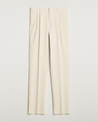 Lardini Double Pleated Cotton Stretch Trousers Off White – Wit