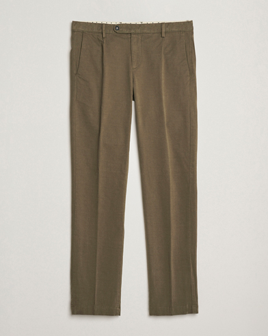 Massimo Alba Ionio Pleated Moleskine Trousers Military – Bruin