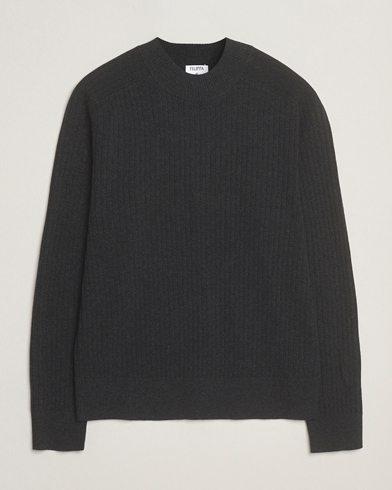 Filippa K Cotton Merino Knitted Mock Neck Sweater Anthracite Melange – Grijs