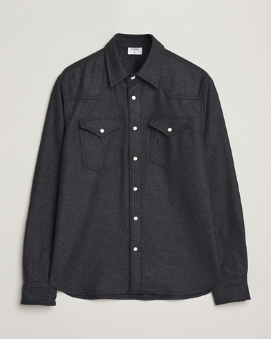 Filippa K Western Wool Shirt Anthracite Melange – Grijs