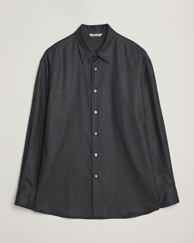 Heren | Auralee | Auralee Superligt Flannel Shirt Charcoal