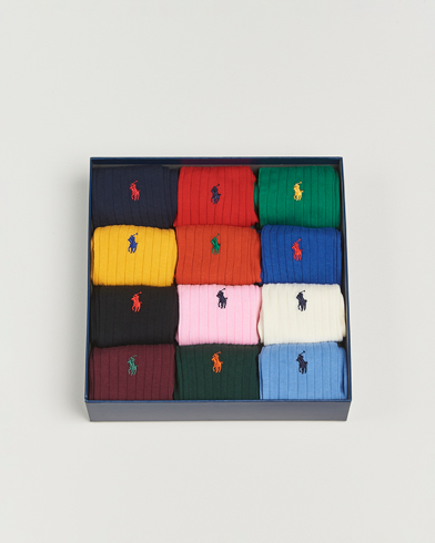 Polo Ralph Lauren 12-Pack Egyptian Rib Cotton Crew Socks Multicolor – Meerkleurig