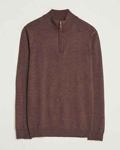 Stenströms Merino Half-Zip Dark Brown – Bruin