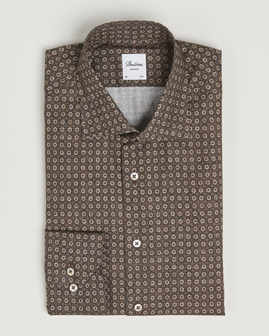 Stenströms Regular Fit Brushed Cotton Printed Shirt Brown – Bruin
