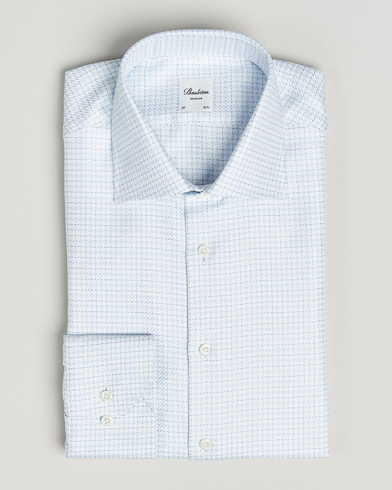 Stenströms Regular Fit Diagonal Check Shirt Light Blue - Maat: S - Kleur: Blauw