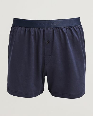 Sunspel Superfine One Button Boxer Navy – Blauw
