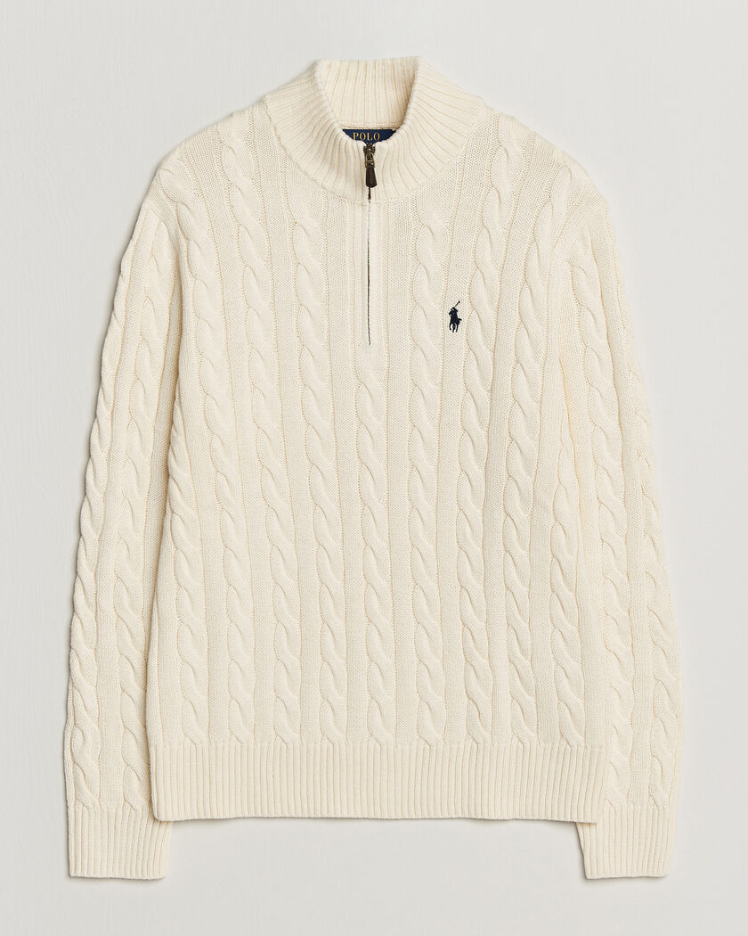 Polo Ralph Lauren Cotton Cable Half Zip Andover Cream – Wit