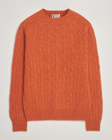 Morris Brushed Cable Sweater Orange – Oranje