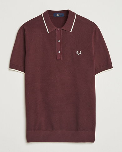 Fred Perry Pique Knitted Tipped Polo Oxblood – Rood