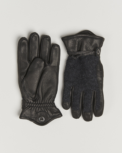 Hestra Daniel Wool/Goat Leather Glove Charcoal/Black – Zwart