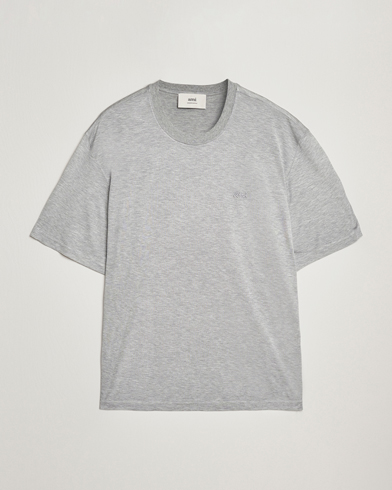 AMI Signature Logo Mercerized T-Shirt Light Grey Melange – Grijs