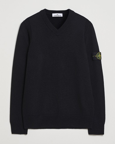 Stone Island Knitted Lambswool V-Neck Black – Zwart
