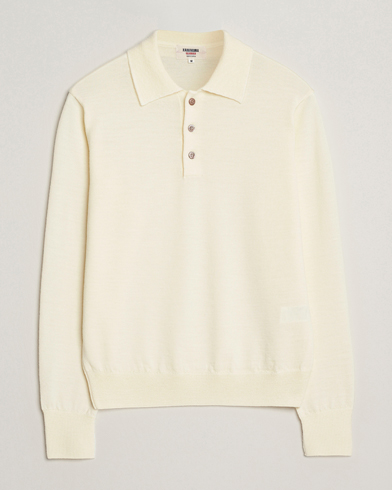 Kamakura Shirts Long Sleeve Knitted Polo Off White – Wit
