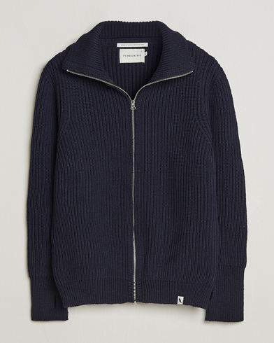 Peregrine Fisherman Merino Zip Cardigan Navy – Blauw