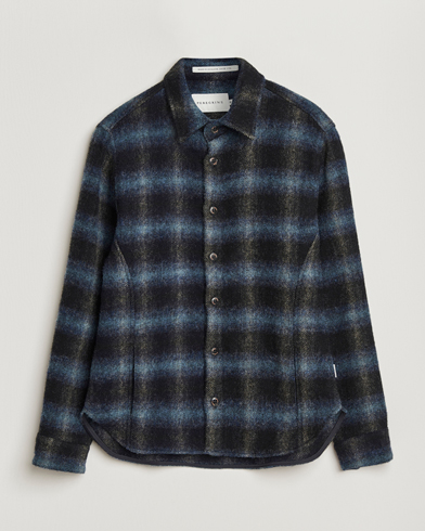 Peregrine Moon Wool Check Overshirt Navy – Blauw