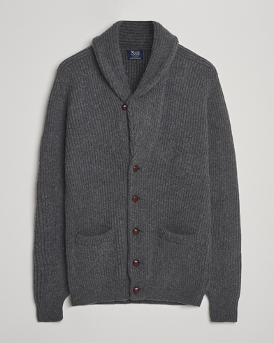 William Lockie Windsor Geelong Lambswool Shawl Cardigan Grey – Grijs