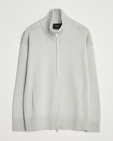 Gran Sasso Heavy Knitted Merino Full Zip Light Grey Melange – Grijs