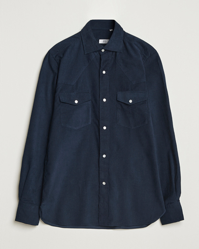 100Hands Western Cord Shirt Navy – Blauw