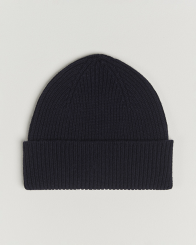 Robert Mackie Clyde Lambswool Beanie Navy – Blauw
