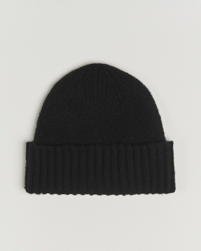 Robert Mackie Rona Ribbed Shaggy Lambswool Beanie Black – Zwart