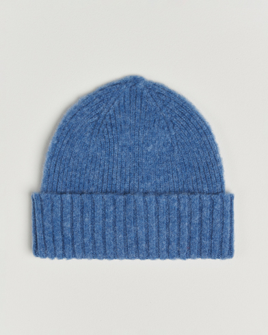 Robert Mackie Rona Ribbed Shaggy Lambswool Beanie Light Blue – Blauw