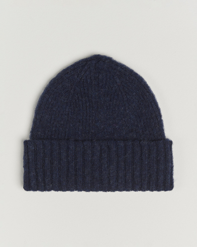 Robert Mackie Rona Ribbed Shaggy Lambswool Beanie Blue – Blauw