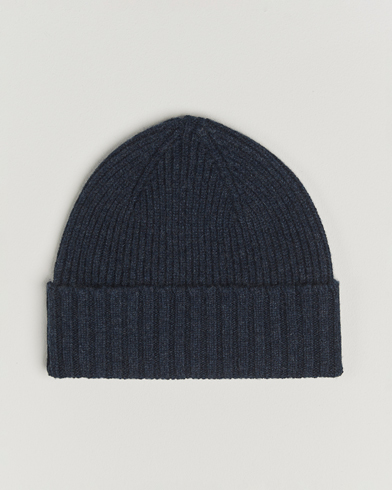 Robert Mackie Kingswell Ribbed Wool/Cashmere Beanie Navy – Blauw