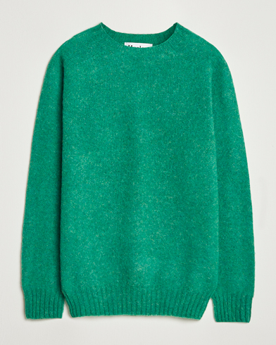 Harley Of Scotland Brushed Supersoft Lambswool Crewneck Evergreen – Groen