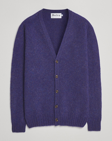 Harley Of Scotland Brushed Supersoft Lambswool Cardigan Iris – Paars