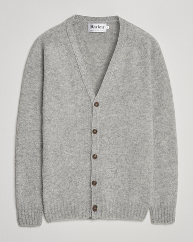 Harley Of Scotland Brushed Supersoft Lambswool Cardigan Silver – Grijs