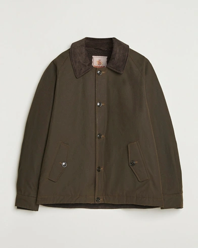 Heren | Baracuta | Baracuta Waxed Sherling Lined Deck Jacket Deep Moss