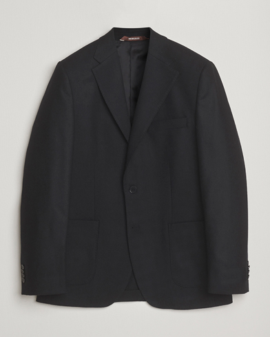 Morris Flannel Wool Blazer Black – Zwart