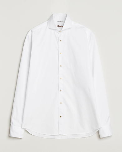 Stenströms Regular Fit Washed Cotton Plain Shirt White – Wit