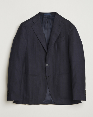 Heren | Caruso | Caruso Aida Herringbone Wool Blazer Navy