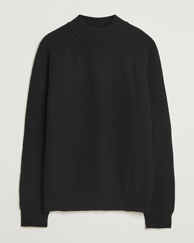 Filippa K Ribbed Wool Mockneck Sweater Black – Zwart