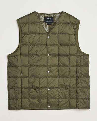 Heren | TAION | TAION V-Neck Lightweight Down Vest Dark Olive