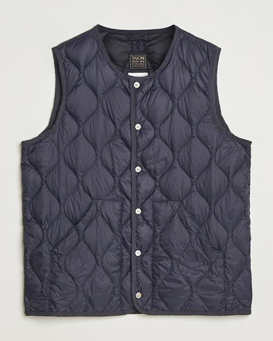 TAION Military Crew Neck Down Vest Navy – Blauw