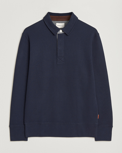 Gant Light Sacker Rib Long Sleeve Polo Evening Blue – Blauw