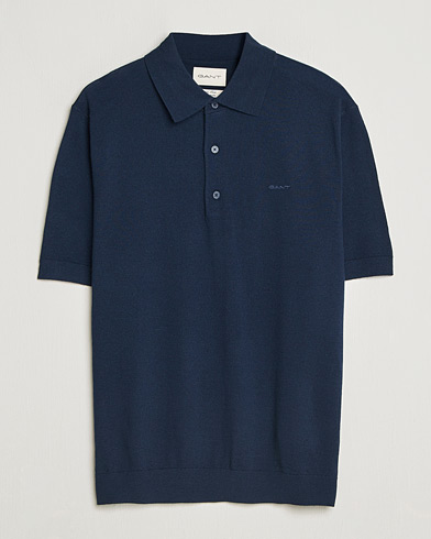 Gant Extrafine Merino Polo Marine – Blauw