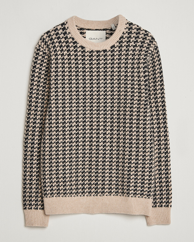 GANT Two Tone Textured Knitted Crew Neck Charcoal – Grijs