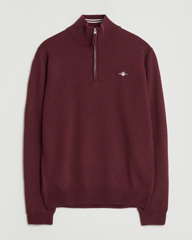Gant Superfine Lambswool Half Zip Bordeaux Melange – Rood
